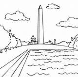 Monument Coloring Pages Washington Printable American Symbols Color Kids Monuments Dc National Designlooter States United 85kb 595px Choose Board sketch template