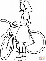 Kolorowanka Rowerem Kolorowanki Rowerze Dziewczynka Dziewczyna Rower Jak Jazda Bicicletta Druku Wiejska Stampare Bici Która Ragazza sketch template