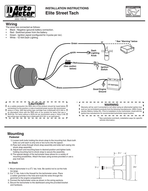 elite street tach wiring installation instructions manualzz
