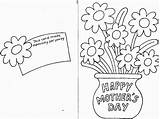 Mothers Card Happy Printable Coloring Cut Flowers sketch template