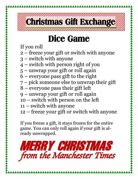 printable christmas gift exchange games