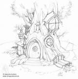 Fairy House Coloring Tree Pages Drawing Drawings Sketch Houses Kids Pencil Search Google Sketches Treehouse Adult Colouring Mask Gas Fantasy sketch template