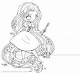 Chibi Coloring Pages Rapunzel Cute Line Disney Kawaii Princess Colouring Yampuff Anime Visit Sheets sketch template