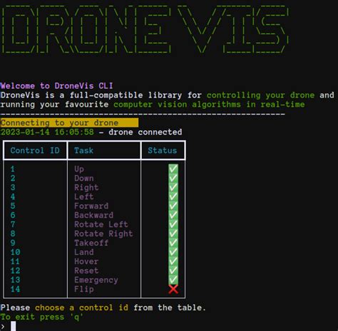 command  interface dronevis  documentation