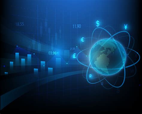 stock market analysis symbol global stock trading  blue background