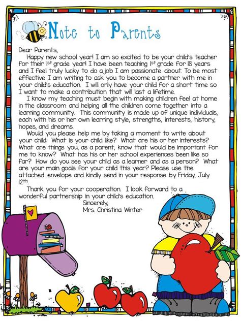 preschool teacher introduction letter  parents examples