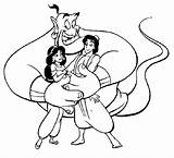 Aladino Aladdin Aladin Stampare Bojanke Disegno Abbraccio Jasmine ציעה Genie Crtež להדפסה Devet Crtezi sketch template