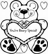 Printable Coloring Pages Special Valentines Valentine Beary Cute Fun Crafts Version sketch template