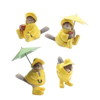 creative  op resin bird figurines sparrows  raincoat  wumbrella