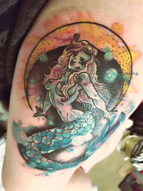 Watercolor Mermaid Tattoo Go See Lucky At Artful Dodger Tattoo In