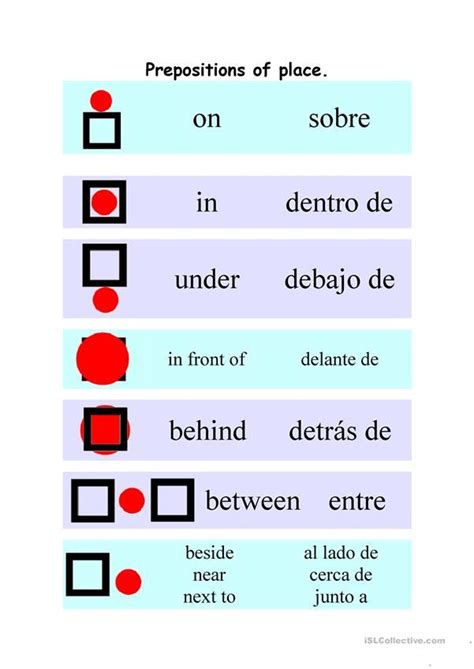 prepositions  place spanish prepositions prepositions learning