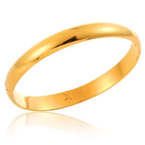 Buy Yellow Gold Color D Shape Polished Plain Cuff