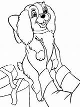 Lady Tramp Coloring Pages Disney Cartoons Puppy Color Dogs Print Recommended sketch template