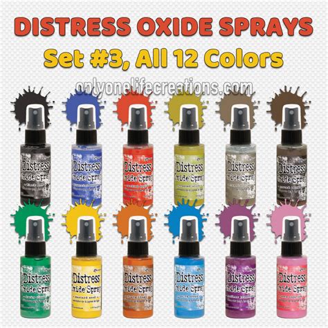 assortment   colored sprays   words distress oxide