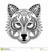 Coloring Pages Adults Wolf Adult Stress Anti Print Printable Detailed Vector Mask Colouring Color Ethnic Mascot Amulet Zentangled Ornamental Dreamstime sketch template