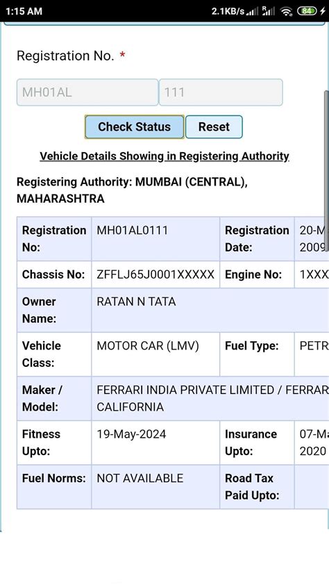 vehicle registration details apk  android
