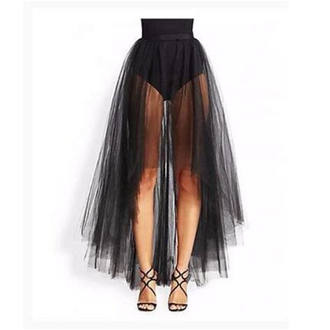 New Vintage Black High Low Tulle Skirt Sexy 2 Layers Tulle Overskirt