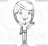 Girl Waving Cartoon Clipart Teenage Coloring Adolescent Friendly Thoman Cory Outlined Vector sketch template