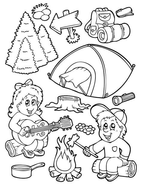 campfire  camping tent coloring page  printable coloring pages