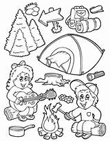 Camping Coloring Pages Kids Go Camp Tent Printable sketch template