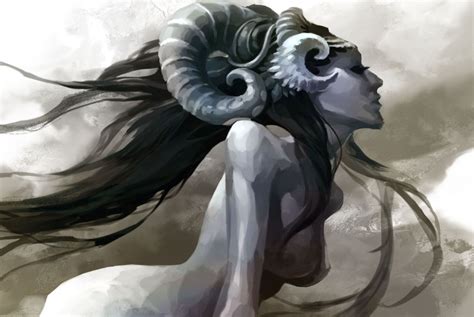 Supernatural Beings Horns Fantasy Girls Illustrations Illustration Art