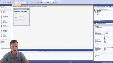 programming addition calculator visual studio windows forms youtube
