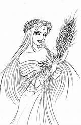 Demeter Greek Hera Persephone Diosa Griega Goddesses Colorir Dibujo Hestia Deuses sketch template