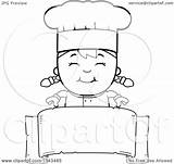Chef Banner Girl Cartoon Coloring Blank Happy Over Clipart Cory Thoman Outlined Vector 2021 sketch template