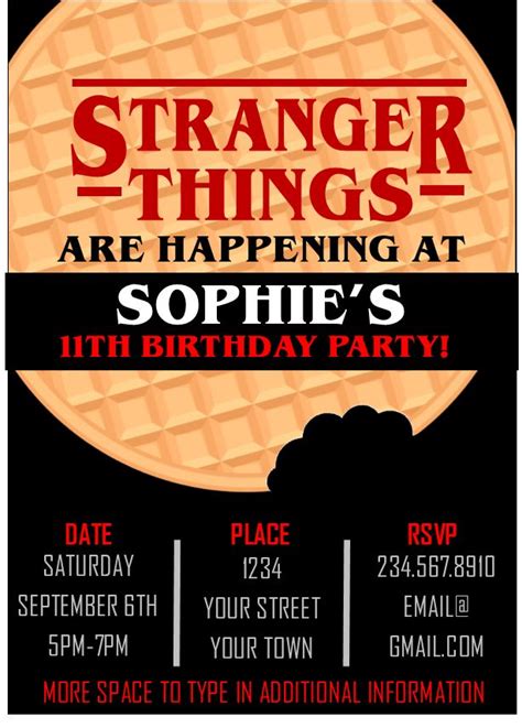 stranger  party invitation editable ideias pra aniversario