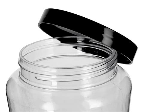 plastic tapered jar  clear  black foam lined lid  oz  ml