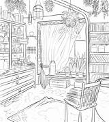 Coloring Pages Detailed Colouring Cottage Room Witch House Katie Interior Choose Board Tumblr Draws Stuff Miniatures Ivy sketch template