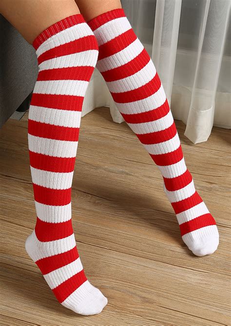 striped soft thigh high socks bellelily