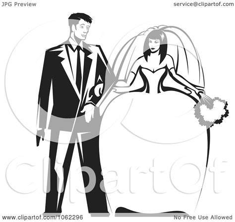 clipart wedding couple in black and white royalty free vector