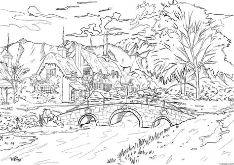 detailed landscapes coloring pages