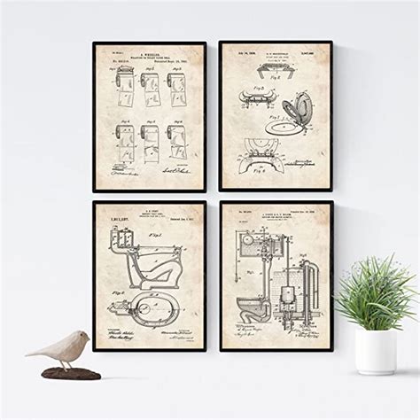 nacnic badezimmer patent poster 4er set vintage stil
