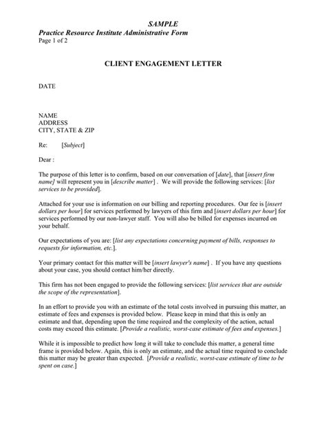 client engagement letter  word   formats