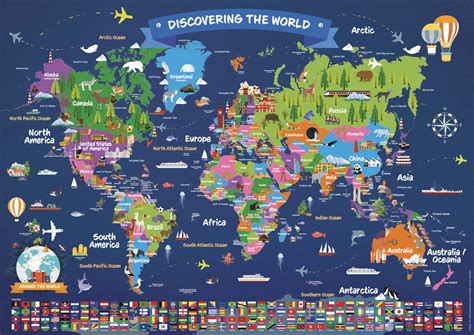 buy world  children large illustrated wall  kids laminated world  countries