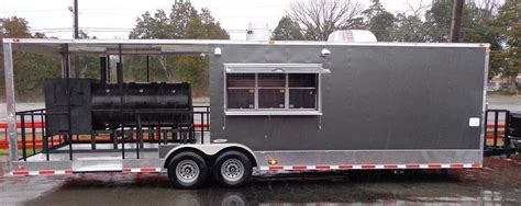 concession trailer  bbq smoker food vending charcoal grey bbq food truck concession