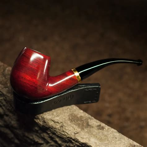 classic bent smoking pipe tobacco pipe mm filter wooden pipe   tools handmade red sandal