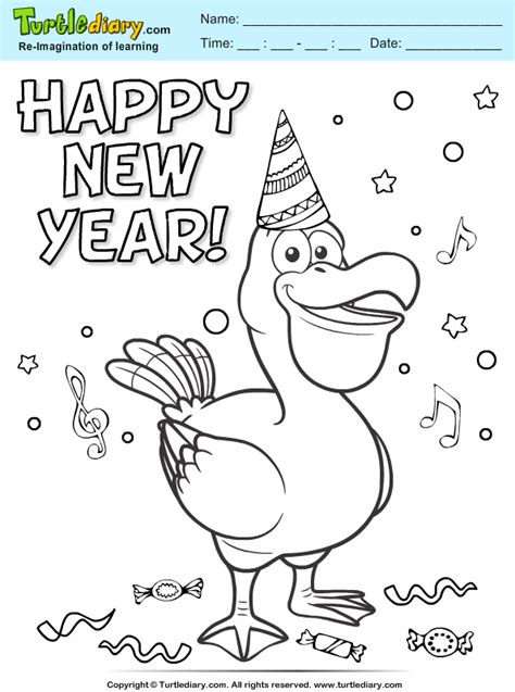happy  year coloring sheet turtle diary