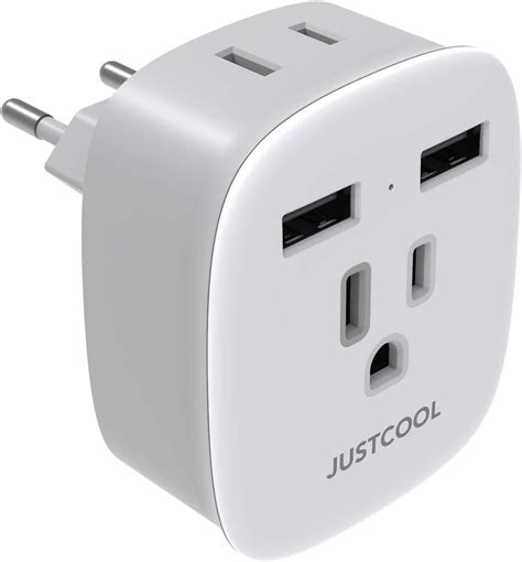 white  pack european plug adapter justcool international travel