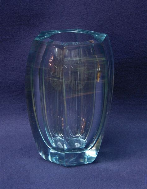 Swedish Cut Glass Smoke Coloured Vase Denton Antiques