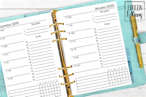 weekly printable inserts   planners  inserts