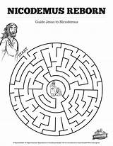 Nicodemus Kids Jesus Mazes Sharefaith Maze Reborn Guiding Shepherd Vbs sketch template