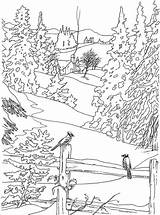 Coloring Pages Winter Scenes Country Scene Landscape Adults Outdoor Fall Book Color Dover Publications Realistic Printable Scenery Welcome Haven Creative sketch template