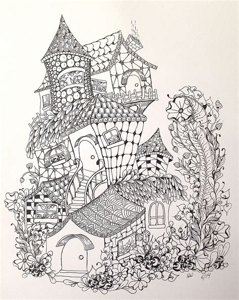 zentangle inspired fairy houses coloring books coloring pages