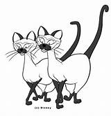 Siamese Cat Drawing Line Tramp Lady Coloring Pages Getdrawings sketch template