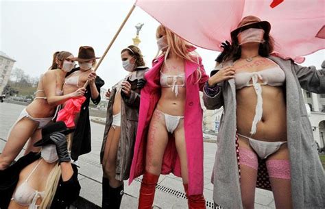 Scantily Clad Female Activists From Ukrainian Women S Group Femen Stage