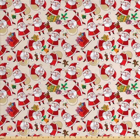 christmas fabric   yard cartoon design santa claus bringing
