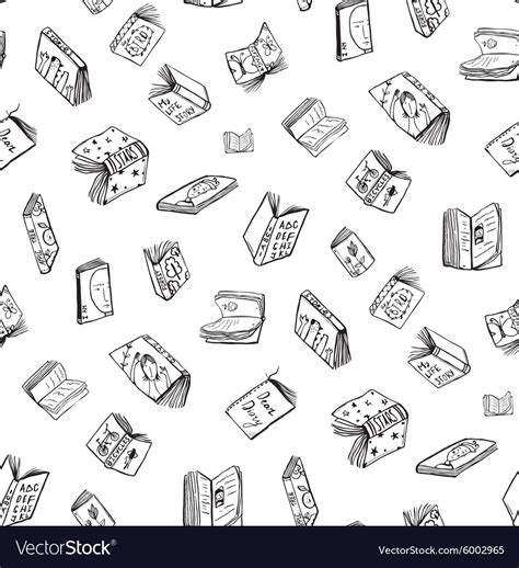 open books drawing seamless pattern background vector image